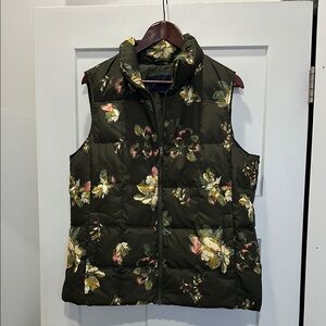 Lands' End Green and Yellow Quilted Puffer Vest